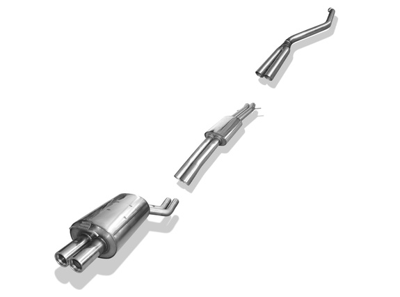 Fox Edelstahl Sportauspuff-Komplettanlage ab Kat BMW X3 E83 2.0d 3.0d 2x76mm rund eingerollt gerade mit Absorber: BM100012-068ANL2