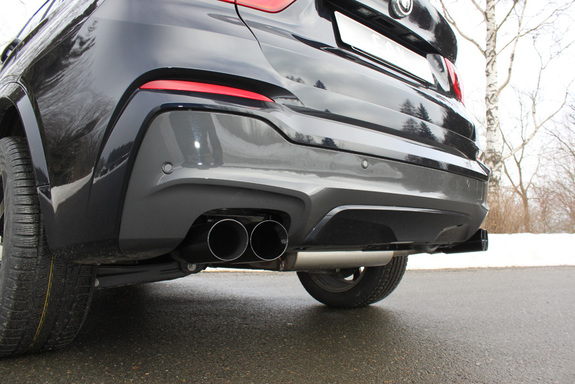Fox Edelstahl Duplex Sportauspuff BMW X4 F26 35i 35d xDrive je 2x90mm schwarz rund doppelwandig abgeschrägt: BM170025-292S