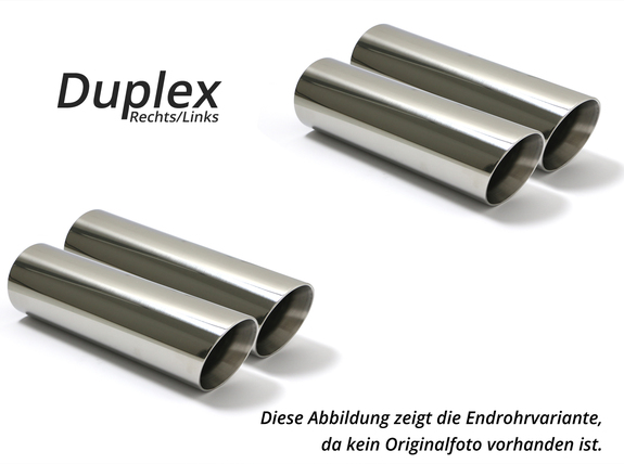 Fox Edelstahl Duplex Komplettanlage ab Kat. Cadillac Escalade je 2x100mm rund scharf abgeschrägt mit Absorber Typ B: CA010004-294