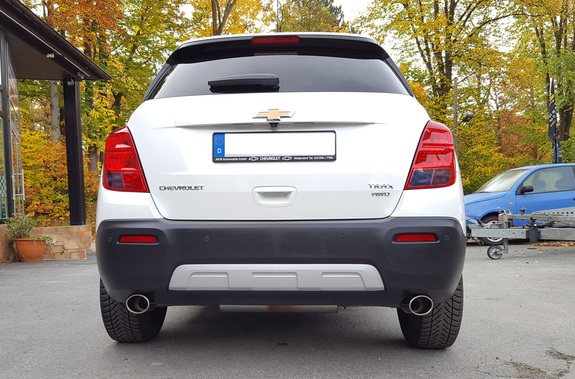 FOX Edelstahl Duplex Sportauspuff Chevrolet Trax AWD je 115x85mm oval eingerollt seitlich abgeschrägt mit Absorber: CE050003-463
