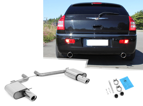 Fox Edelstahl Duplex Sportauspuff Chrysler 300 C 5.7l inkl. AWD Limousine/Kombi ab 04 1x100mm rund eingerollt abgeschrägt mit Absorber