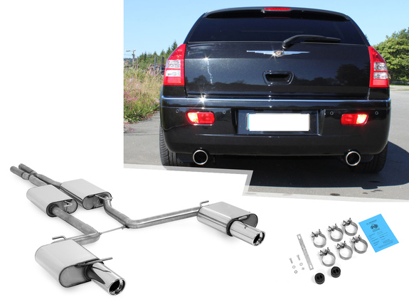 Fox Edelstahl Duplex Sportauspuff-Komplettanlage ab Kat Chrysler 300 C 5.7l inkl. AWD Limousine/Kombi ab 04 1x100mm rund eingerollt abgeschrägt mit Absorber
