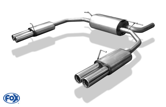 Fox Edelstahl Duplex Sportauspuff Chrysler 300 M 2x70mm rund eingerollt gerade mit Absorber: CR070003-066