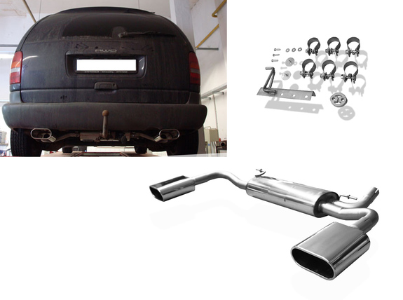 Fox Edelstahl Duplex Sportauspuff Chrysler Grand Voyager II Typ GS Bj.95-01 160x80mm flachoval eingerollt abgeschrägt