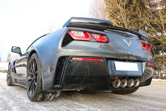 FOX Edelstahl Sportauspuff mittig Corvette C7 inkl. Z06 (mit originalem AFM und NPP) 4x100mm rund doppelwandig abgeschrägt: CE012104-294