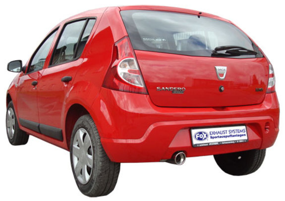 Fox Edelstahl Endrohrbogen Dacia Sandero I ab 2008 1x90mm rund eingerollt abgeschrägt mit Absorber: DC020000-151