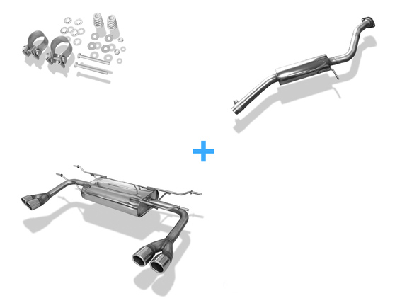 FOX Edelstahl Duplex Sportauspuffanlage ab Kat Fiat 124 Spider je 2x70mm rund eingerollt abgeschrägt: FI160005-126ANL