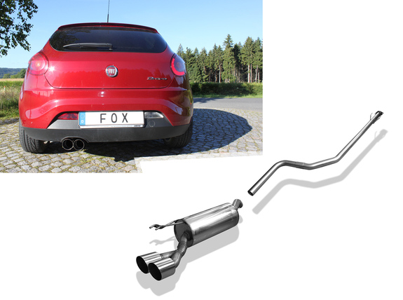 Fox Edelstahl Sportauspuff-Komplettanlage ab Kat Fiat Bravo Diesel Typ 198 2x90mm rund scharfkantig abgeschrägt