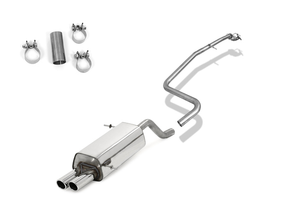 Fox Edelstahl Racing-Komplettanlage ab Kat Ford Fiesta MK7 JA8 inkl. Sport 1.4l ab 2008 2x70mm rund eingerollt abgeschrägt: FO013031-126ANLR