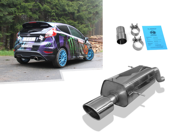Fox Edelstahl Sportauspuff Ford Fiesta ST MK7 JA8 129x106mm oval eingerollt abgeschrägt: FO013021-349