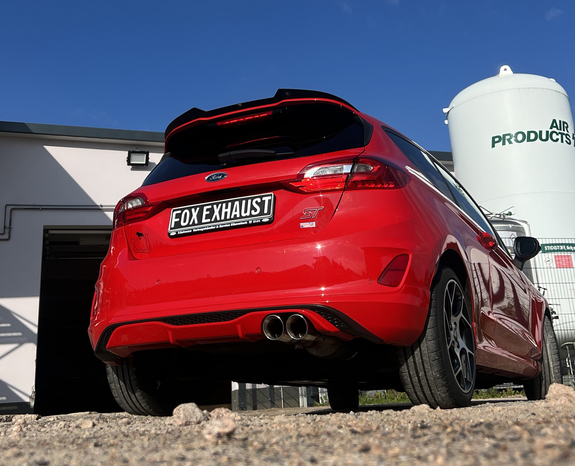 FOX Edelstahl Sportauspuff-Komplettanlage ab OPF inkl. Klappensteuerung Ford Fiesta ST MK8 Typ JHH 2x90mm rund doppelwandig abgeschrägt: FO014012-292 FOX Edelstahl Sportauspuff-Komplettanlage ab OPF inkl. Klappensteuerung Ford Fiesta ST MK8 Typ JHH 2x90mm rund doppelwandig abgeschrägt: FO014012-292