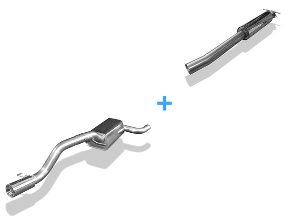 Fox Edelstahl Sportauspuff-Komplettanlage ab Kat Ford Focus 1 RS 1x90mm rund eingerollt gerade mit Absorber