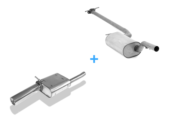 Fox Edelstahl Sportauspuff-Komplettanlage ab Kat Ford Focus 1 Tunier 1.8l DNW 1x90mm rund eingerollt gerade mit Absorber: FO030041-071ANL2