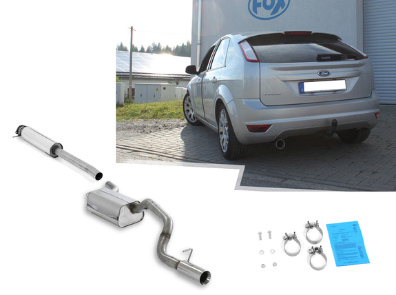 Fox Edelstahl Komplettanlage ab Kat (63,5mm-System) Ford Focus 2 Fließheck Facelift Bj.08-10 1x90mm rund doppelwandig gerade: FO031151-271ANL