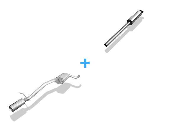 Fox Edelstahl Sportauspuff-Komplettanlage ab Kat Ford Focus C-Max 1 1x90mm rund eingerollt gerade mit Absorber: FO070001-071ANL