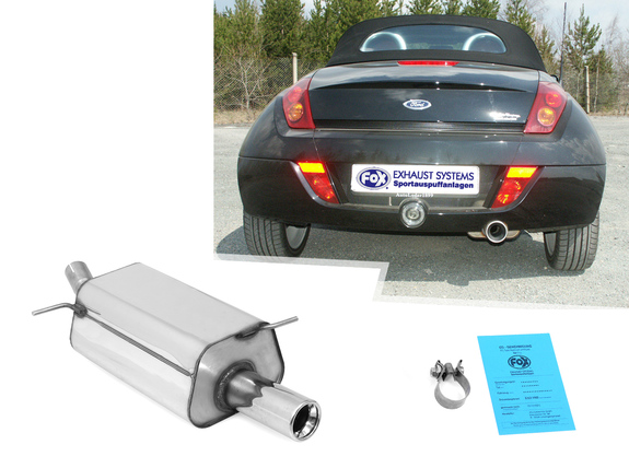 Fox Edelstahl Sportauspuff Ford Street KA Typ RL ab 2002 1x80mm rund eingerollt gerade mit Absorber: FO050011-069