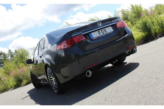 Fox Edelstahl Duplex Sportauspuff Honda Accord 8 CU1 Limousine/Tourer ab 2008 je 100mm rund eingerollt abgeschrägt mit Absorber: HO044013-153
