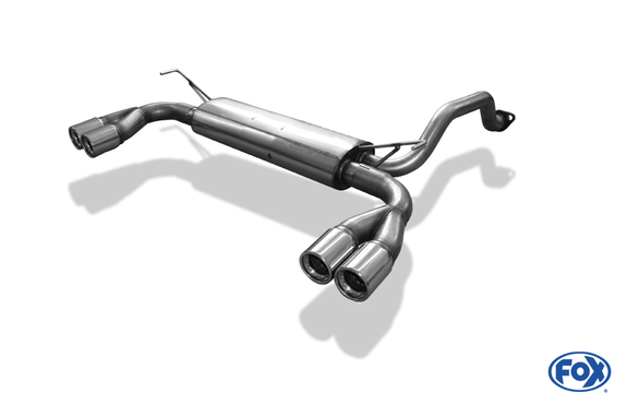Fox Edelstahl Duplex Sportauspuff-Komplettanlage ab Kat Honda Civic 5 Coupe Typ EJ2 2x80mm rund eingerollt gerade mit Absorber: HO011093-070ANL