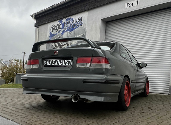 Fox Edelstahl Sportauspuff Honda Civic 6 Coupe Typ EJ 100mm rund doppelwandig gerade