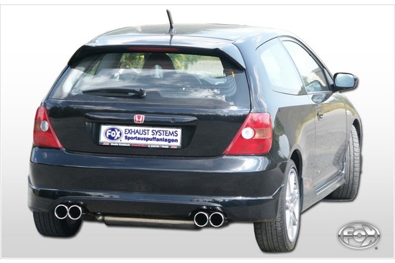Fox Edelstahl Duplex Sportauspuff-Komplettanlage ab Kat Honda Civic 7 Type R EP3 2x76mm rund eingerollt gerade: HO147035-050ANL