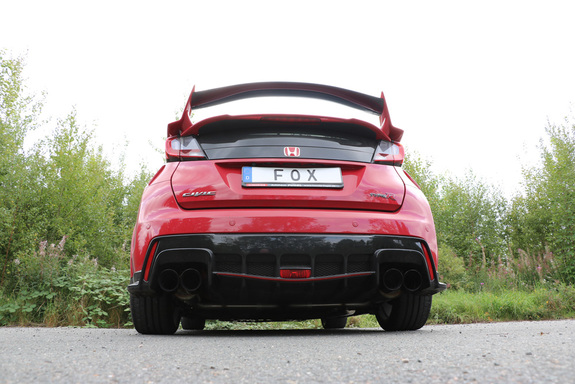 FOX Edelstahl Duplex Sportauspuff Honda Civic 9 FK2 Type-R je 2x90mm schwarz rund doppelwandig abgeschrägt