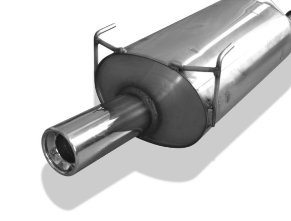 Fox Edelstahl Sportauspuff-Komplettanlage ab Kat Honda Integra Type R Typ DC2 1x90mm rund eingerollt gerade mit Absorber: HO070001-071ANL