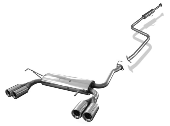 Fox Edelstahl Duplex Sportauspuff-Komplettanlage ab Kat Honda Prelude 5 Typ BB9 Bj.97-02 2x80mm rund eingerollt gerade mit Absorber: HO081025-070ANL