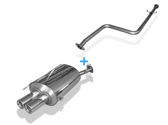 Fox Edelstahl Racing-Komplettanlage ab Kat Honda Prelude 5 Typ BB9 Bj.97-02 je 2x76mm rund eingerollt mit Absorber