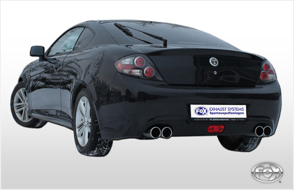 Fox Edelstahl Duplex Racing-Komplettanlage ab Kat Hyundai Coupe GK Tiburon Facelift ab 2006 je 2x90mm rund eingerollt gerade: HY072023-052ANLR