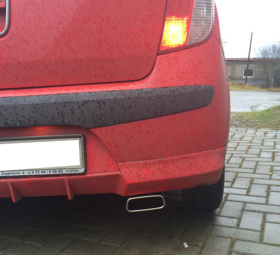 Fox Edelstahl Sportauspuff Hyundai i10 Bj.08-13 145x65mm trapezförmig eingerollt abgeschrägt