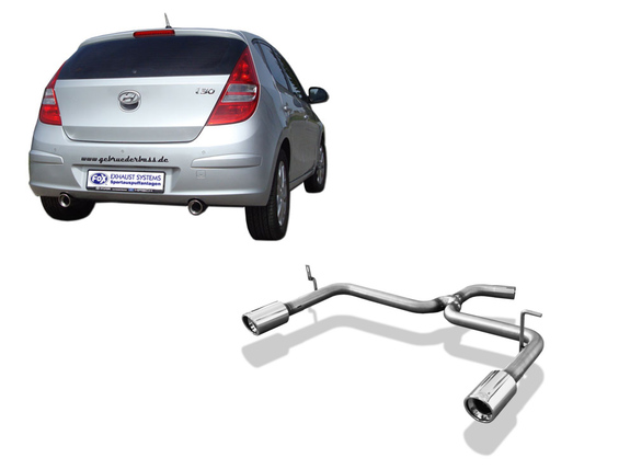 Fox Edelstahl Duplex Endrohrgeweih Hyundai i30 - Modelle aus Korea ab 2007 1x90mm rund eingerollt abgeschrägt mit Absorber: HY140000-151