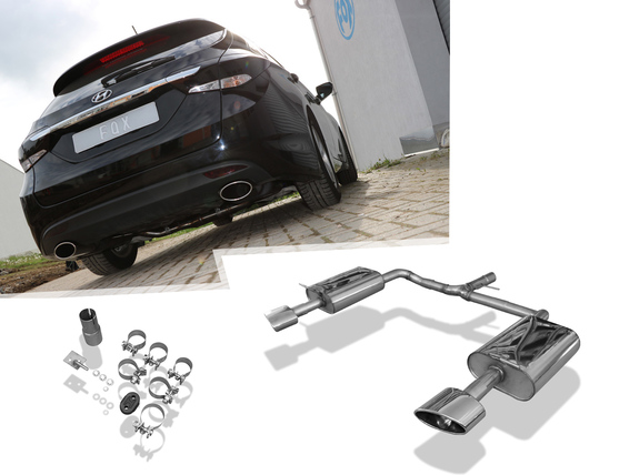 Fox Edelstahl Duplex Sportauspuff Hyundai i40 CW Diesel je 160x90mm oval eingerollt seitlich und unten abgeschrägt
