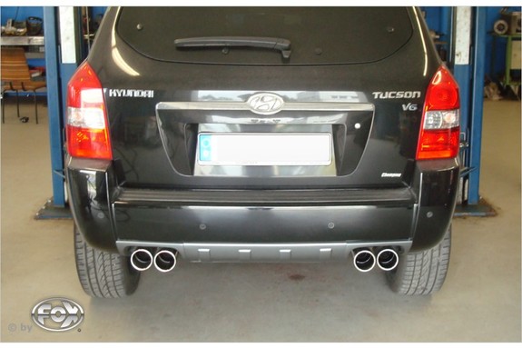 Fox Edelstahl Duplex Racing-Komplettanlage ab Kat Hyundai Tucson JM je 2x90mm rund eingerollt: HY150005-052ANLR