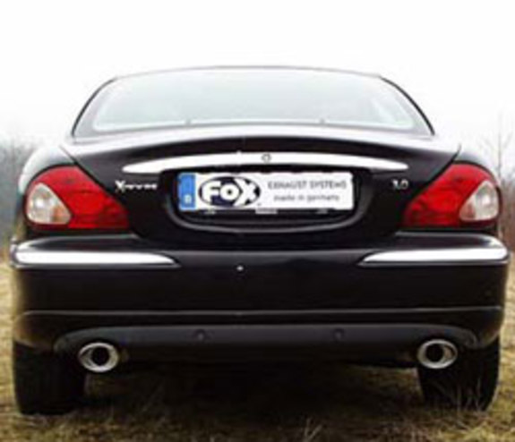 Fox Edelstahl Duplex Sportauspuff Jaguar X-Type 115x85mm oval eingerollt abgeschrägt mit Absorber