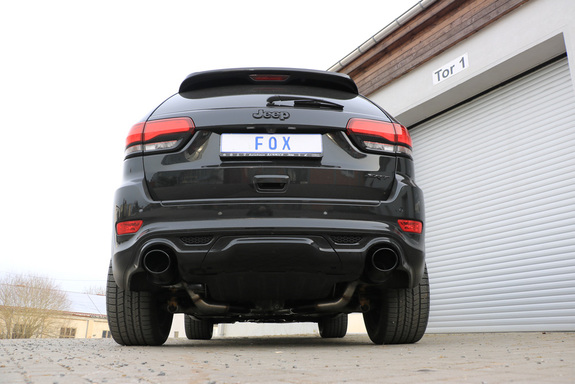 FOX Edelstahl Duplex Sportauspuff Jeep Grand Cherokee WK2 SRT8 Bj. 2010-13 je 129x106mm oval schwarz eingerollt abgeschrägt: JE023024-749S