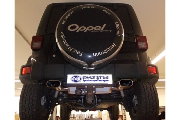 Fox Edelstahl Duplex Sportauspuff Jeep Wrangler 3 Diesel Typ JK ab 2007 160x80mm flachoval eingerollt abgeschrägt mit Absorber: JE032005-597