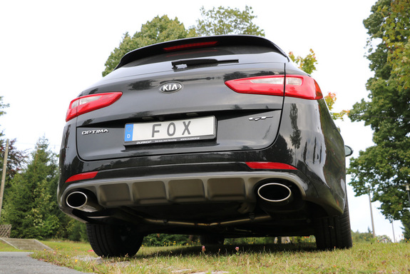 FOX Edelstahl Duplex Sportauspuff Kia Optima 2 Typ JF Sportswagon 2.0l GT je 160x90mm oval eingerollt seitlich abgeschrägt: KI171003-467