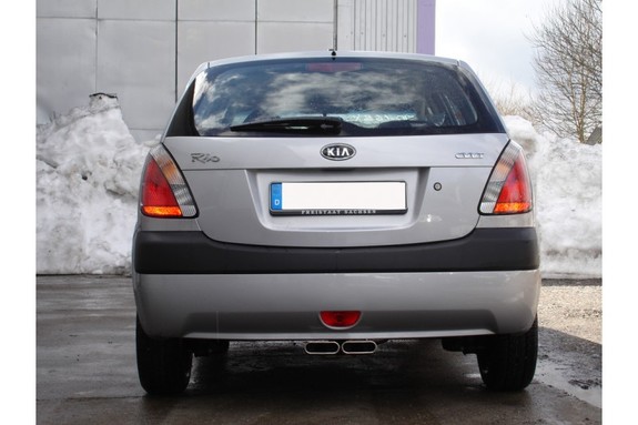 Fox Edelstahl Sportauspuff mittig Kia Rio 2 JB Bj.05-11 2x130x50mm flachoval eingerollt abgeschrägt: KI031001-581