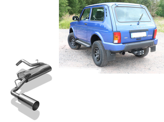 FOX Edelstahl Sportauspuff Lada Niva 4X4 Urban 90mm rund