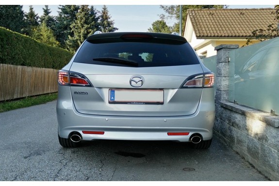 Fox Edelstahl Duplex Sportauspuff Mazda 6 II GH Benzin ab 2006 je 106x71mm oval eingerollt seitlich abgeschrägt: MA191013-465