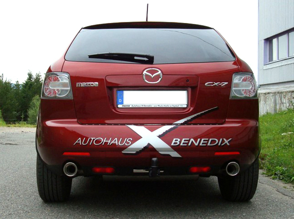Fox Edelstahl Duplex Sportauspuff Mazda CX-7 je 100mm rund eingerollt abgeschrägt mit Absorber