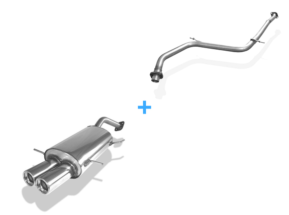 Fox Edelstahl Racing-Komplettanlage ab Kat. Mazda MX-3 1.6l Bj.91-99 2x80mm rund eingerollt gerade mit Absorber: MA070002-070ANLR