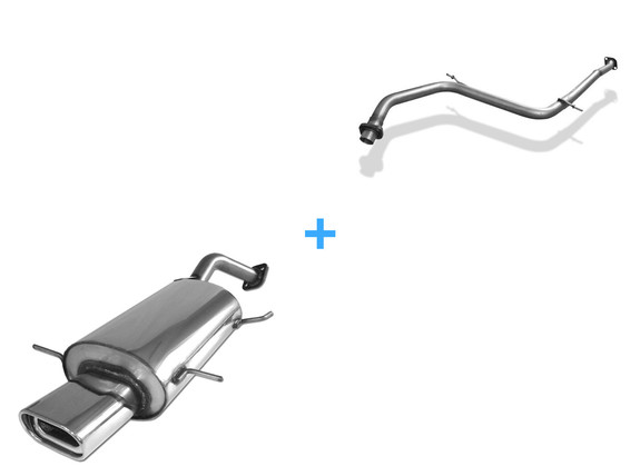 Fox Edelstahl Racing-Komplettanlage ab Kat Mazda MX-3 1.8l Bj.91-99 135x80mm flachoval eingerollt abgeschrägt mit Absorber