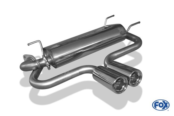 Fox Edelstahl Sportauspuff mittig Mazda MX-5 II NB Bj.98-05 2x80mm rund eingerollt gerade mit Absorber: MA081012-070