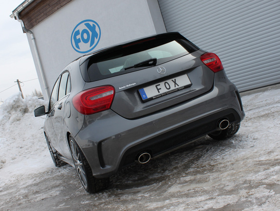 Fox Edelstahl Duplex Sportauspuff Mercedes A-Klasse W176 je 115x85mm oval eingerollt abgeschrägt: MB022003-347