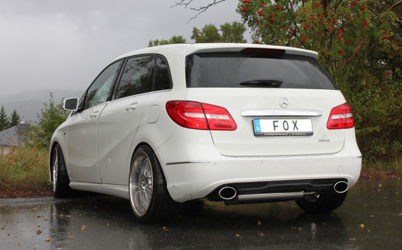 Fox Edelstahl Duplex Racing-Komplettanlage ab Kat Mercedes B-Klasse W246 B180 B200 B250 je 140x90mm oval eingerollt abgeschrägt ohne Absorber