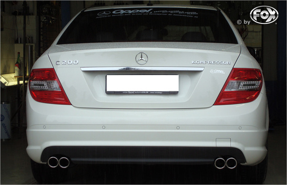Fox Edelstahl Duplex Sportauspuff Mercedes C-Klasse W204 S204 4-Zylinder Limousine u. T-Modell mit AMG-Stoßstange 2x70mm rund eingerollt abgeschrägt: MB032003-126