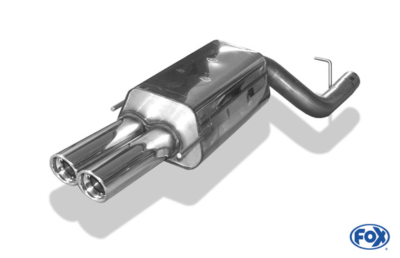 Fox Edelstahl Sportauspuff inkl. Verbindungsrohr Mercedes CLK W209 - C209 Coupe u. A209 Cabrio ab 2002 2x80mm rund eingerollt abgeschrägt mit Absorber: MB121012-150ESD