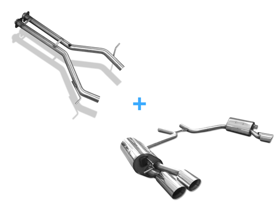 Fox Edelstahl Duplex Racing-Komplettanlage ab Kat Mercedes CLS C219 je 2x90mm rund doppelwandig abgeschrägt: MB160004-292ANLR