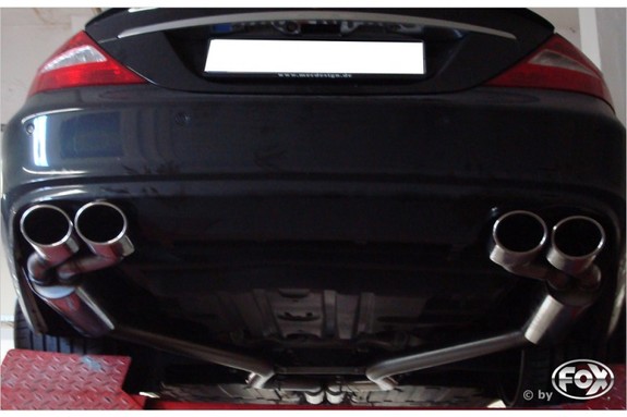 Fox Edelstahl Duplex Racing-Komplettanlage ab Kat Mercedes CLS C219 je 2x115x85mm oval eingerollt abgeschrägt: MB160004-348ANLR
